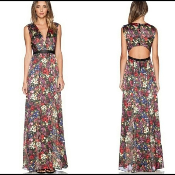 Alice + Olivia Dresses & Skirts - Alice + Olivia Silk Triss Floral Print Maxi Dress